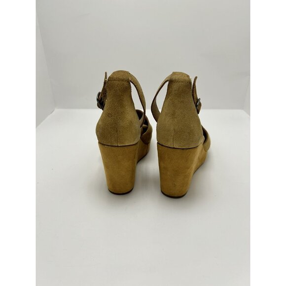 Lucky Brand LK-Yemisa Leather Tan Wedge Heel Sandal Shoe SIZE 7M 37 1/2 Brown - Picture 3 of 6